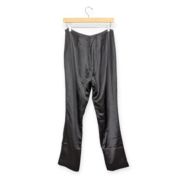 Vintage Etcetera Black Satin Side Zip Wool Blend Trousers Size 8 - Picture 2 of 6